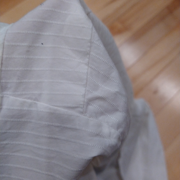 Large Jacob pinstripe short sleeve button down ivory dress shirt - Picture 7 of 16